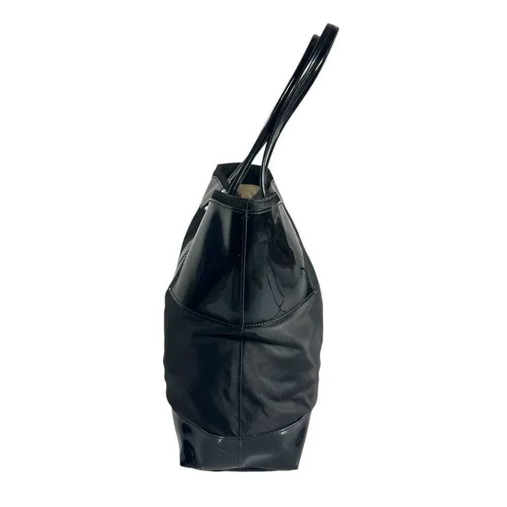 Tory Burch Black Patent Leather & Nylon Ella Tote Bag